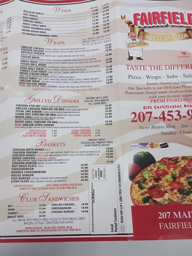 Fairfield House of Pizza Menu image 4